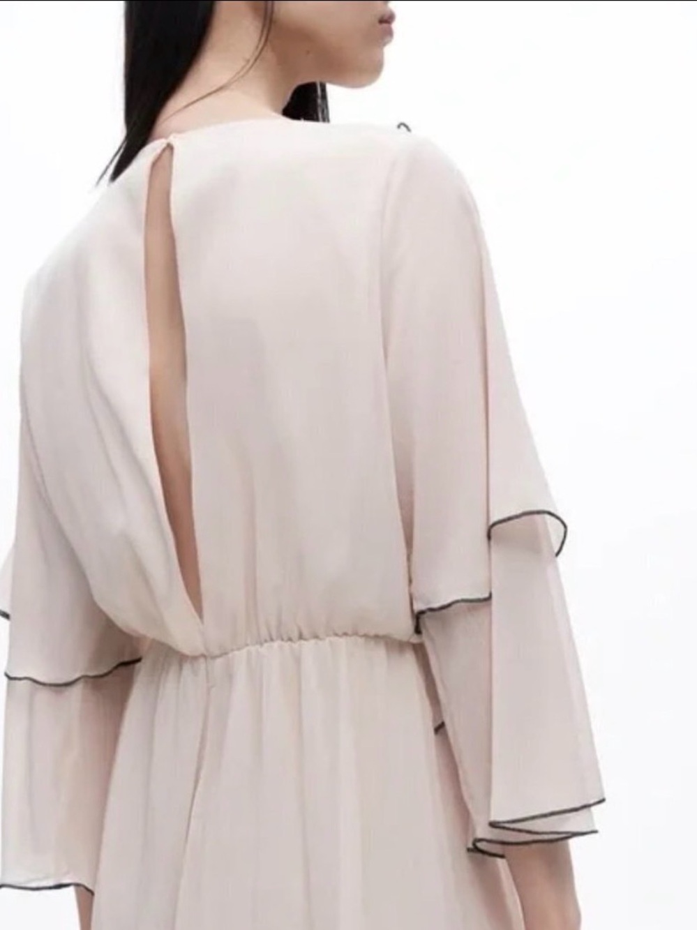 Beige Ruffle V-Neck Romper - Picture 2 of 8